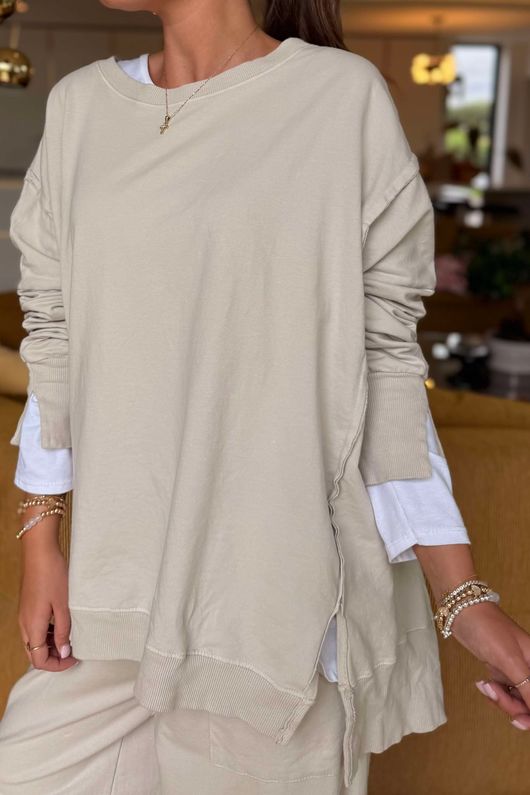 Made in Italy Lagenlook Chill Sweatshirt Stone - /1 